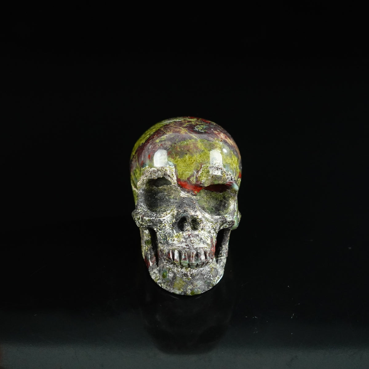 2.2" Dragon Blood Jasper Crystal Skull Carving - Unique Piece #DB06