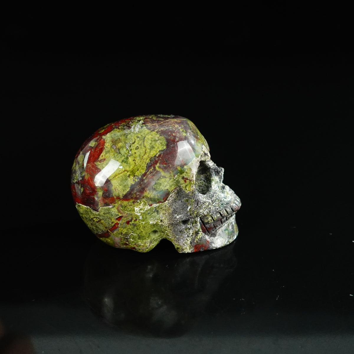 2.2" Dragon Blood Jasper Crystal Skull Carving - Unique Piece #DB06