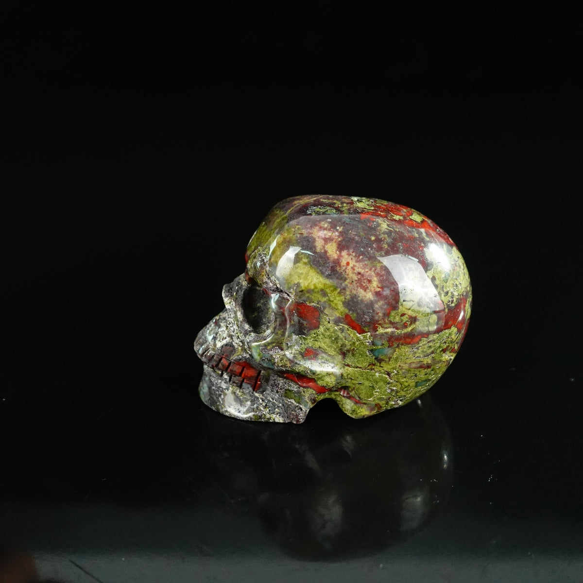 2.2" Dragon Blood Jasper Crystal Skull Carving - Unique Piece #DB06