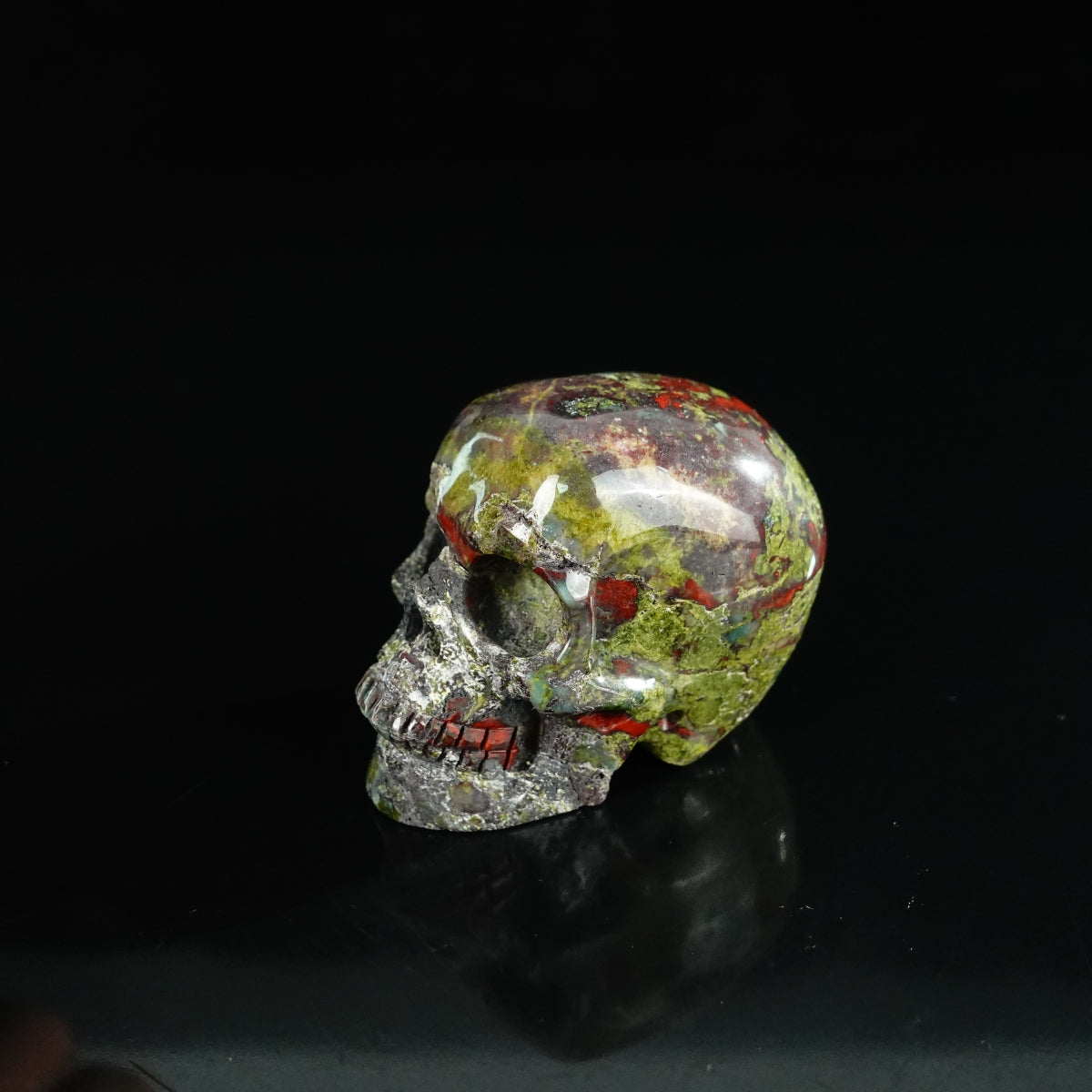 2.2" Dragon Blood Jasper Crystal Skull Carving - Unique Piece #DB06