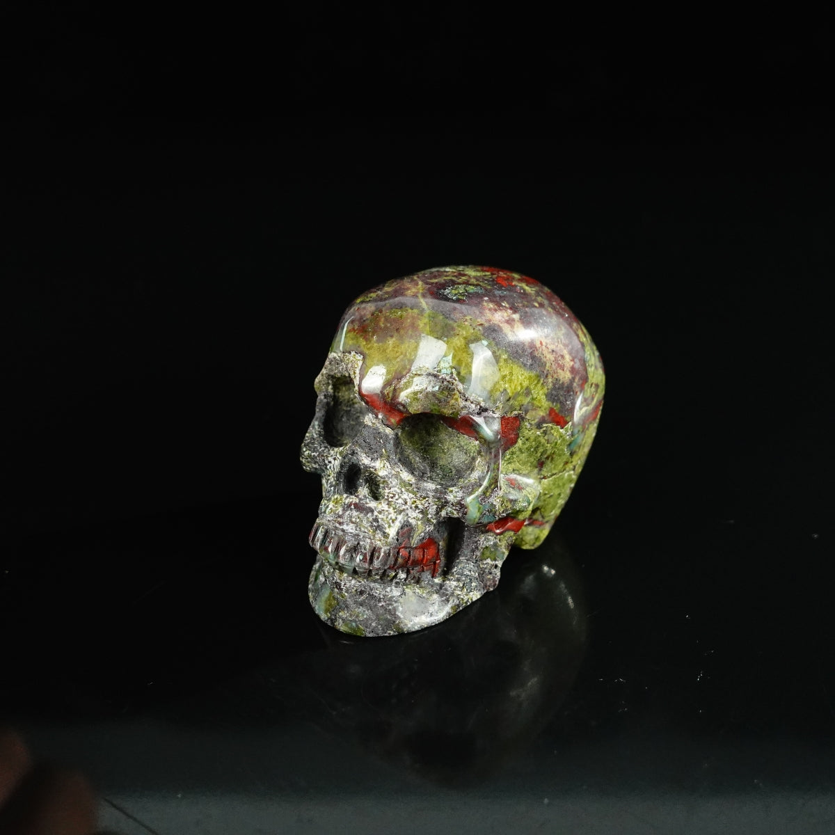 2.2" Dragon Blood Jasper Crystal Skull Carving - Unique Piece #DB06