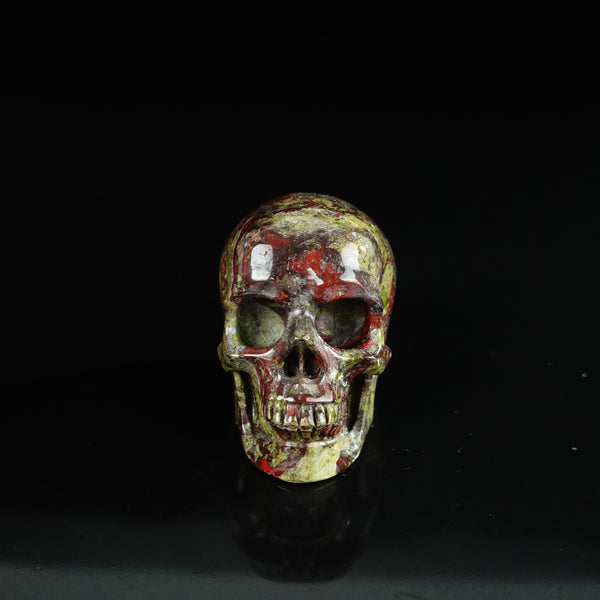 2.2" Dragon Blood Jasper Crystal Skull Carving - Unique Piece #DB07