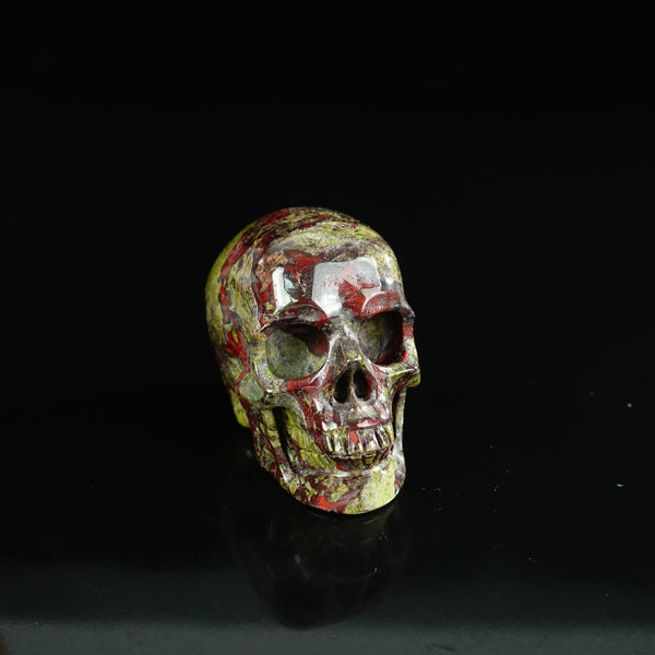 2.2" Dragon Blood Jasper Crystal Skull Carving - Unique Piece #DB07 - alternate view