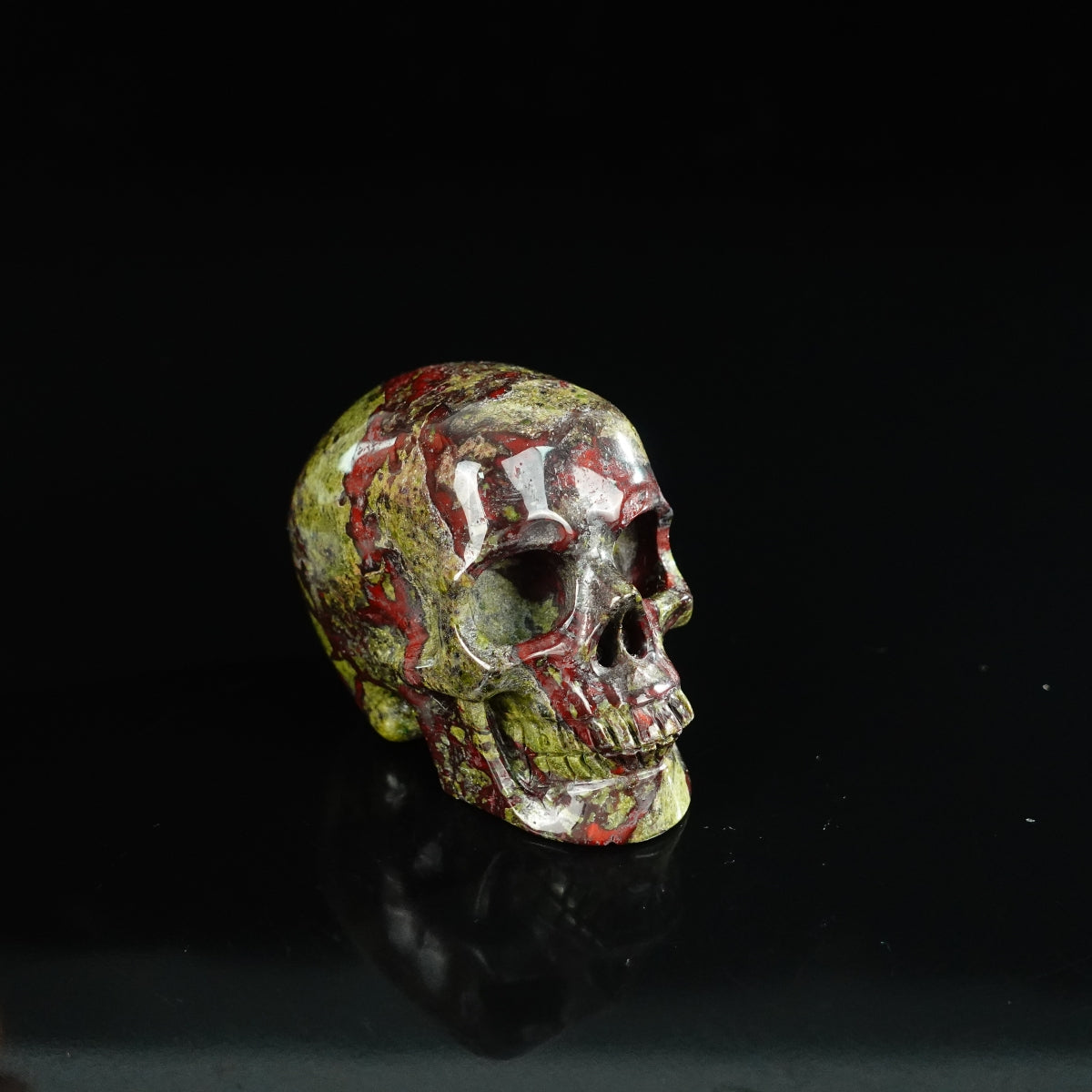 2.2" Dragon Blood Jasper Crystal Skull Carving - Unique Piece #DB07