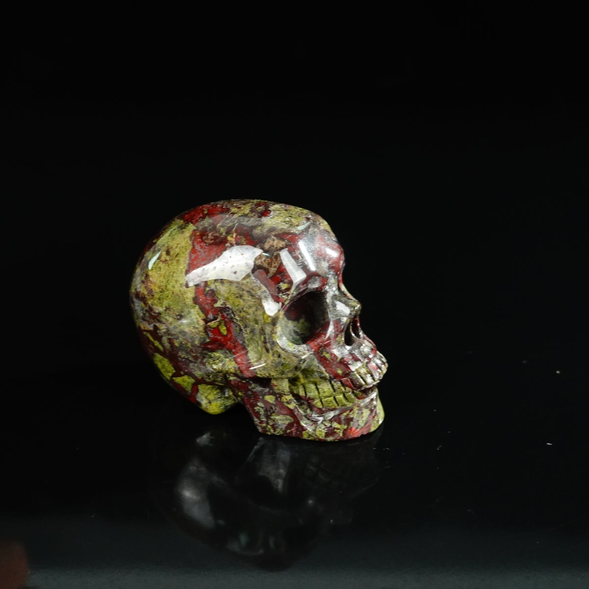 2.2" Dragon Blood Jasper Crystal Skull Carving - Unique Piece #DB07