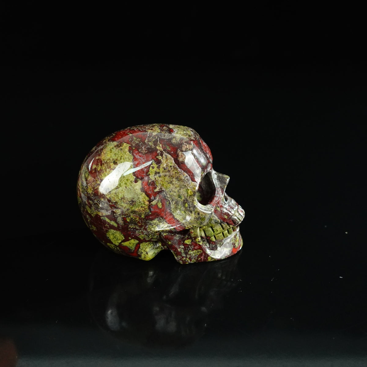 2.2" Dragon Blood Jasper Crystal Skull Carving - Unique Piece #DB07