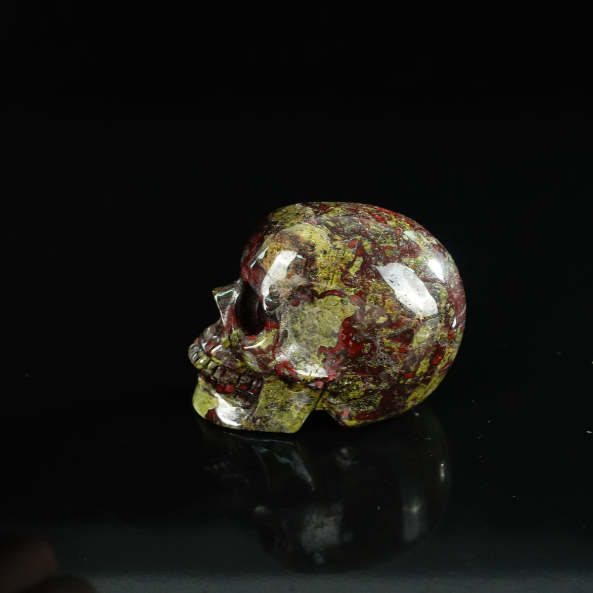 2.2" Dragon Blood Jasper Crystal Skull Carving - Unique Piece #DB07