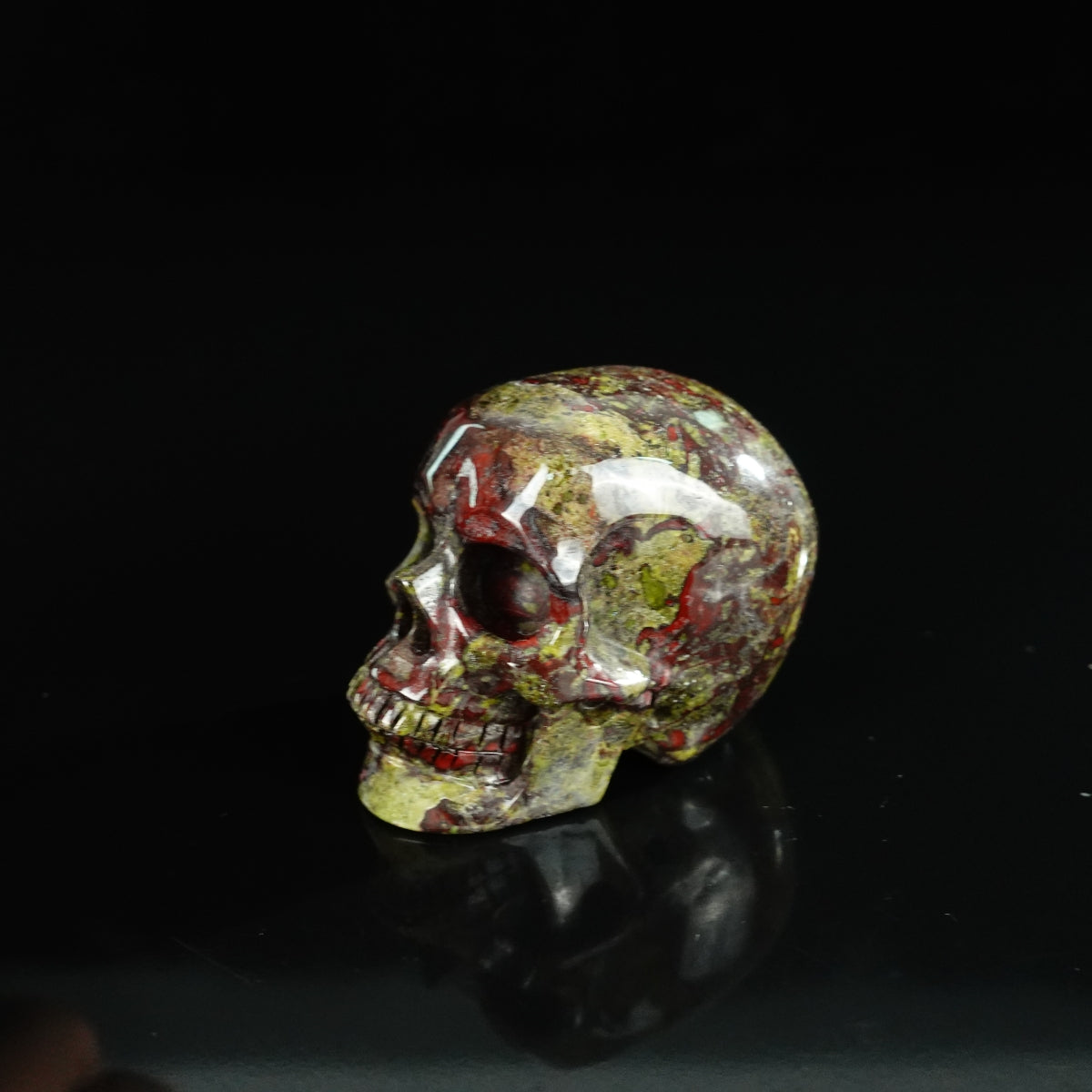 2.2" Dragon Blood Jasper Crystal Skull Carving - Unique Piece #DB07