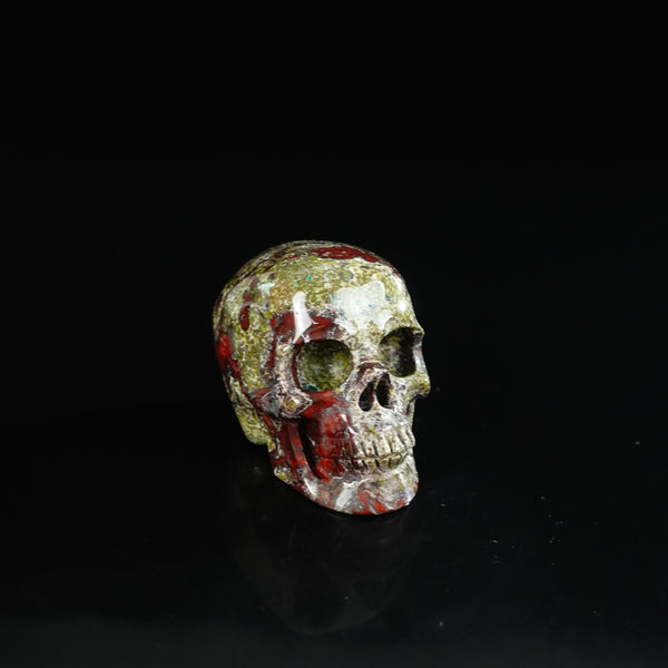 2.2" Dragon Blood Jasper Crystal Skull Carving - Unique Piece #DB08 - alternate view