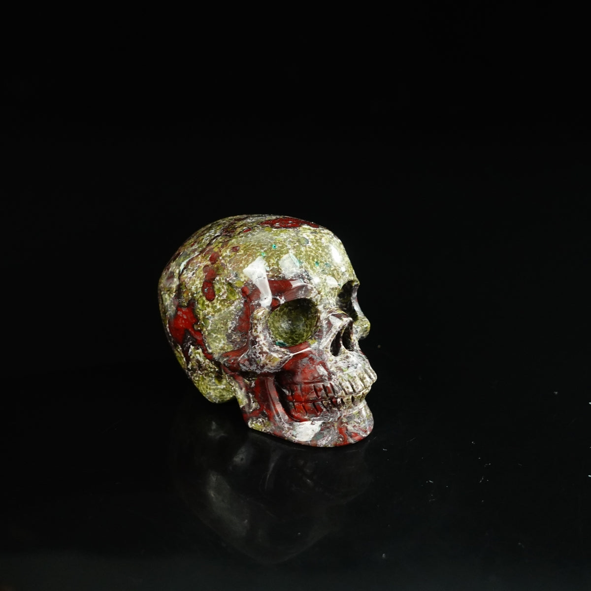 2.2" Dragon Blood Jasper Crystal Skull Carving - Unique Piece #DB08