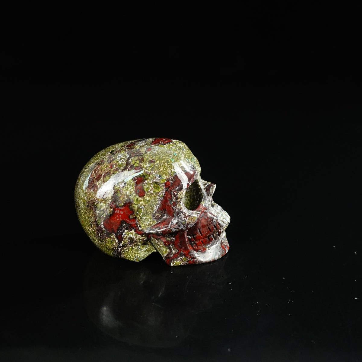 2.2" Dragon Blood Jasper Crystal Skull Carving - Unique Piece #DB08