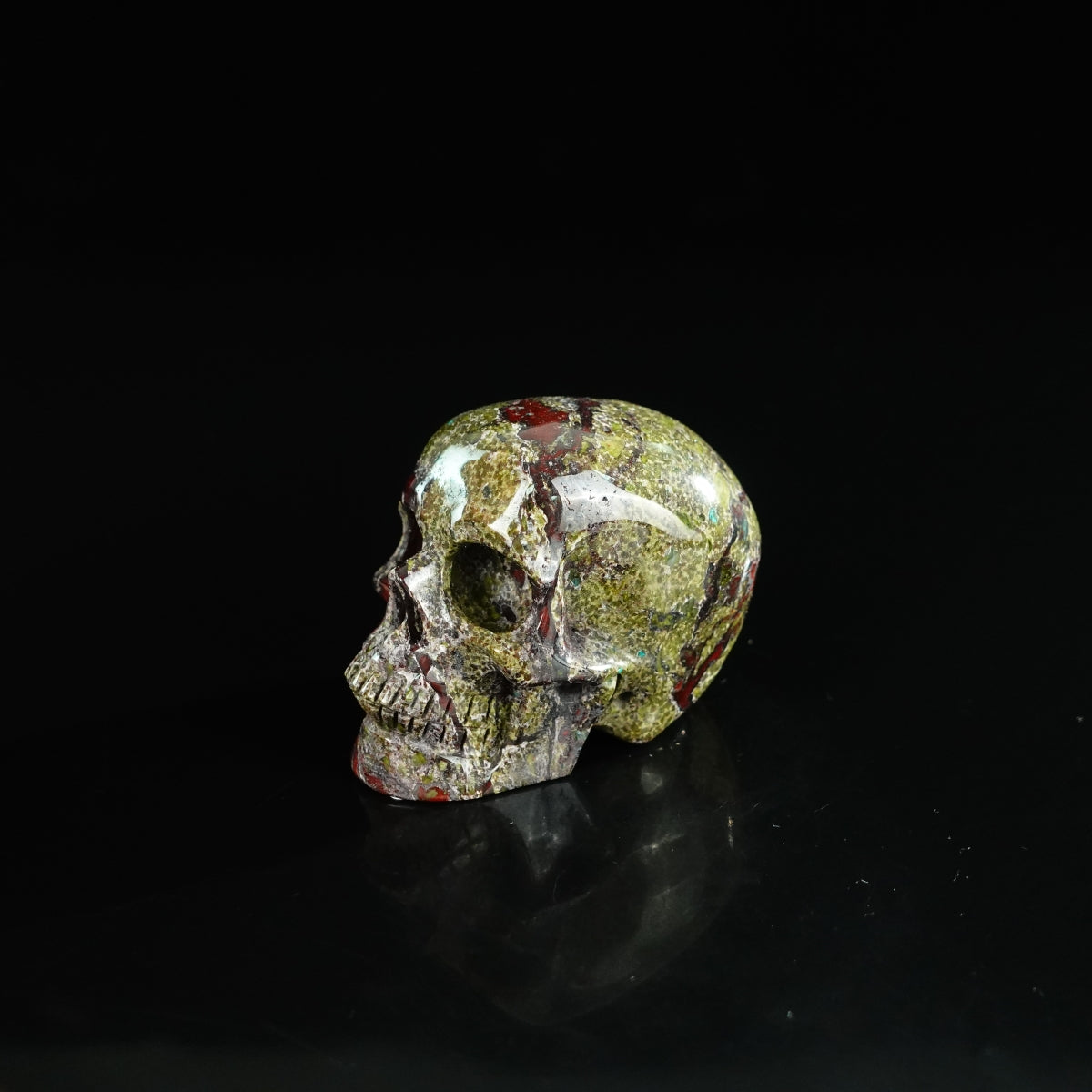2.2" Dragon Blood Jasper Crystal Skull Carving - Unique Piece #DB08