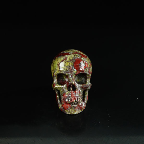 2.2" Dragon Blood Jasper Crystal Skull Carving - Unique Piece #DB09