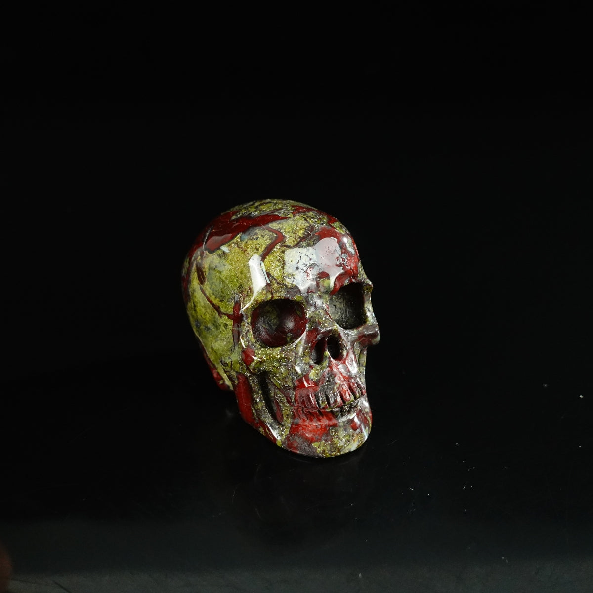 2.2" Dragon Blood Jasper Crystal Skull Carving - Unique Piece #DB09