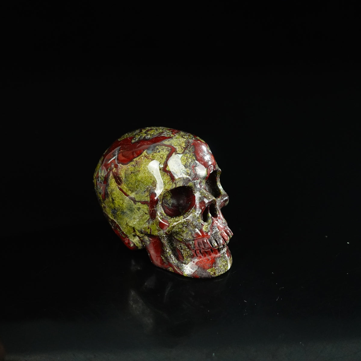 2.2" Dragon Blood Jasper Crystal Skull Carving - Unique Piece #DB09