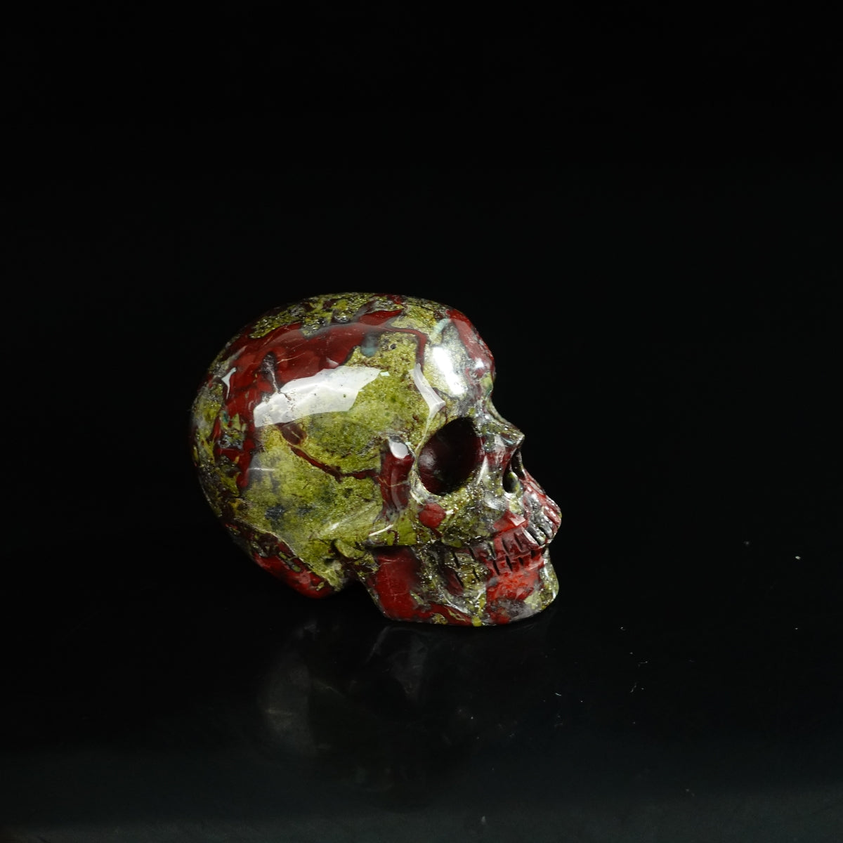 2.2" Dragon Blood Jasper Crystal Skull Carving - Unique Piece #DB09