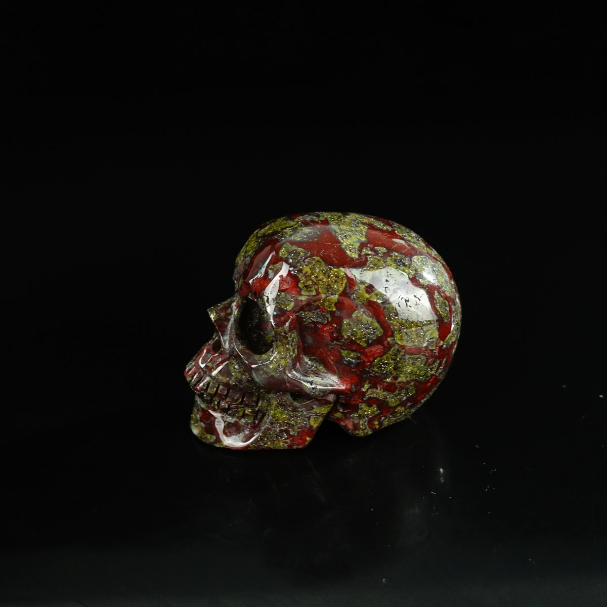 2.2" Dragon Blood Jasper Crystal Skull Carving - Unique Piece #DB09