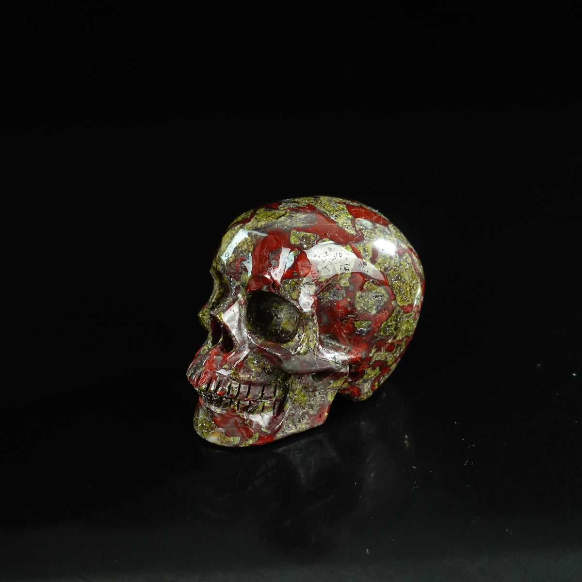 2.2" Dragon Blood Jasper Crystal Skull Carving - Unique Piece #DB09