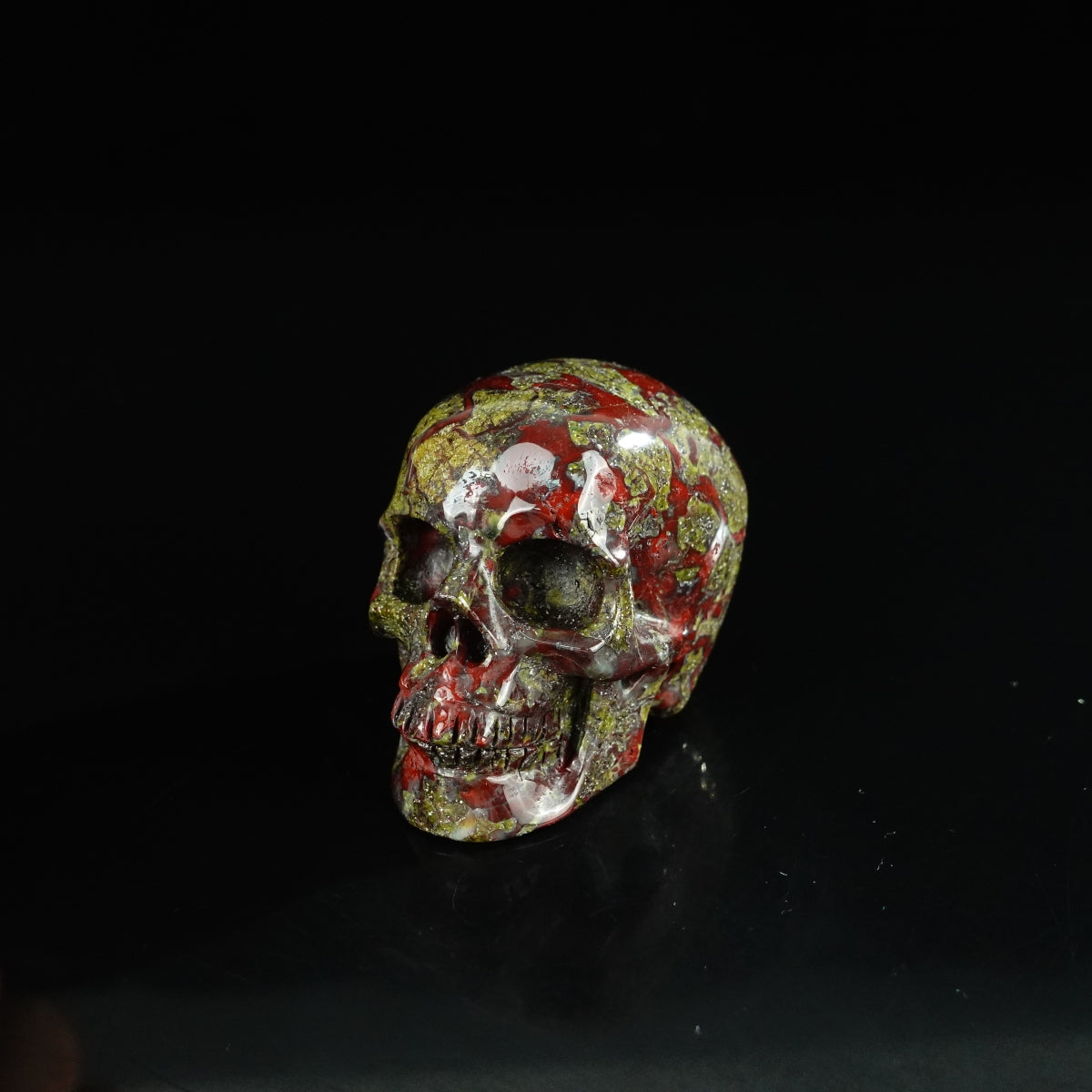 2.2" Dragon Blood Jasper Crystal Skull Carving - Unique Piece #DB09
