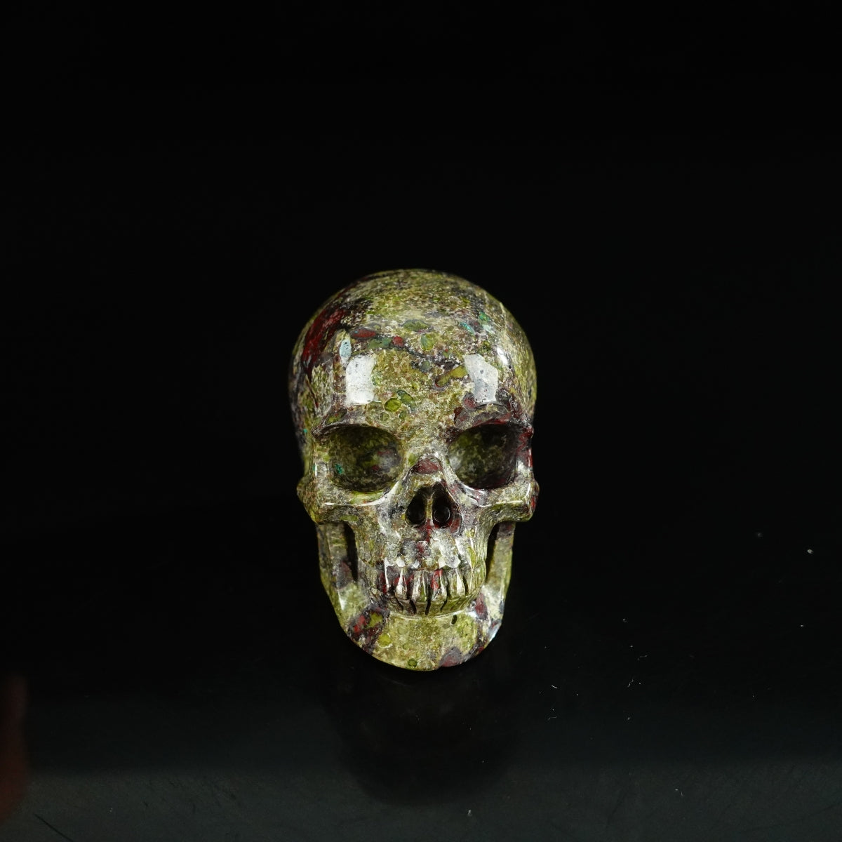 2.2" Dragon Blood Jasper Crystal Skull Carving - Unique Piece #DB10