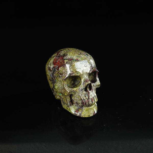2.2" Dragon Blood Jasper Crystal Skull Carving - Unique Piece #DB10 - alternate view
