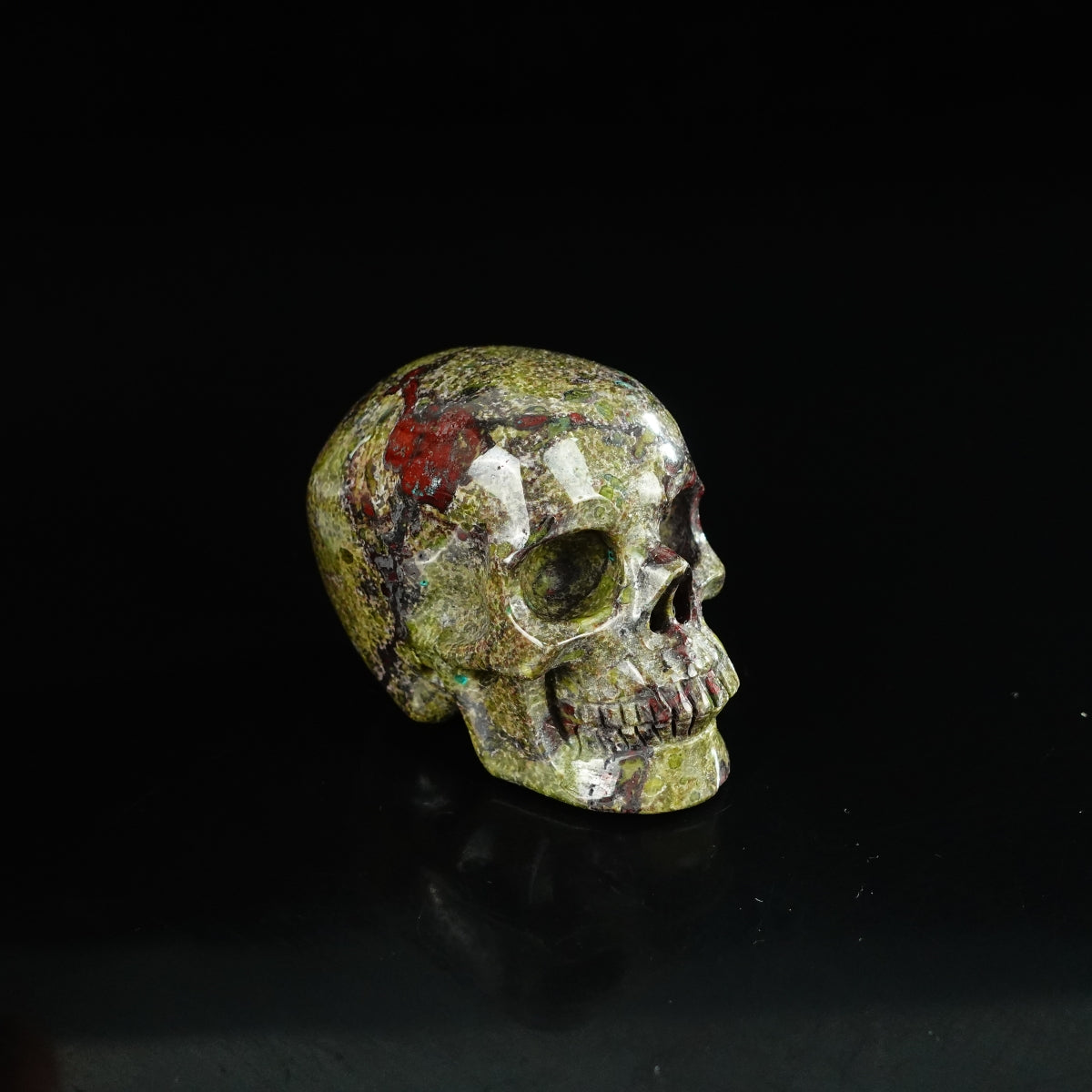 2.2" Dragon Blood Jasper Crystal Skull Carving - Unique Piece #DB10