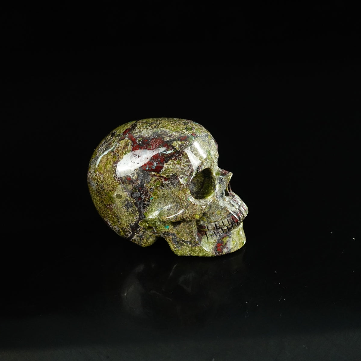 2.2" Dragon Blood Jasper Crystal Skull Carving - Unique Piece #DB10