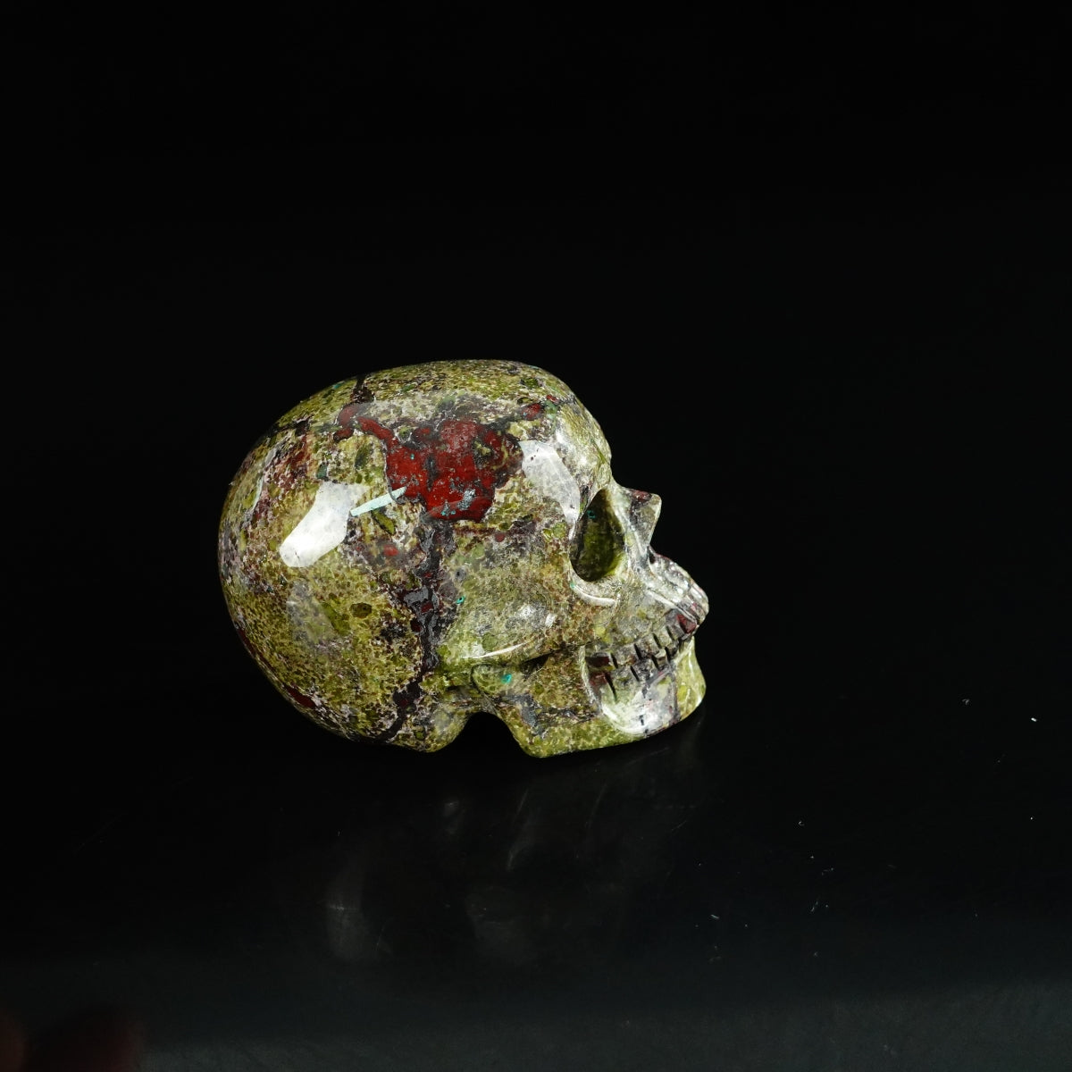 2.2" Dragon Blood Jasper Crystal Skull Carving - Unique Piece #DB10
