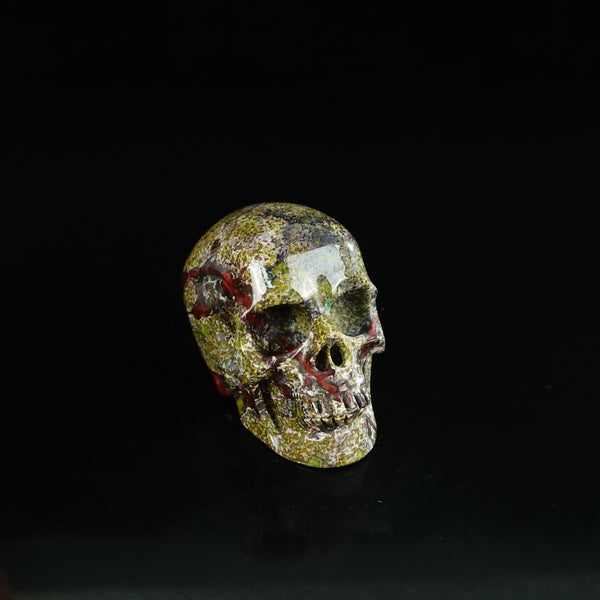 2.2" Dragon Blood Jasper Crystal Skull Carving - Unique Piece #DB11 - alternate view
