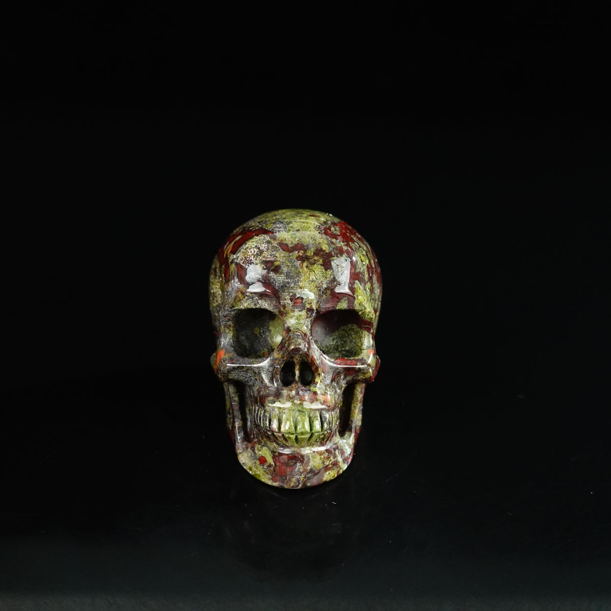 2.2" Dragon Blood Jasper Crystal Skull Carving - Unique Piece #DB12