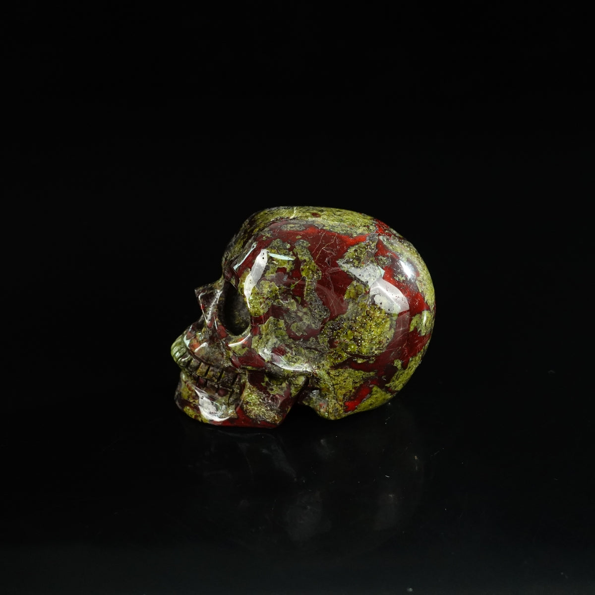 2.2" Dragon Blood Jasper Crystal Skull Carving - Unique Piece #DB12