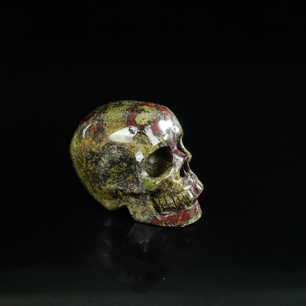 2.2" Dragon Blood Jasper Crystal Skull Carving - Unique Piece #DB13