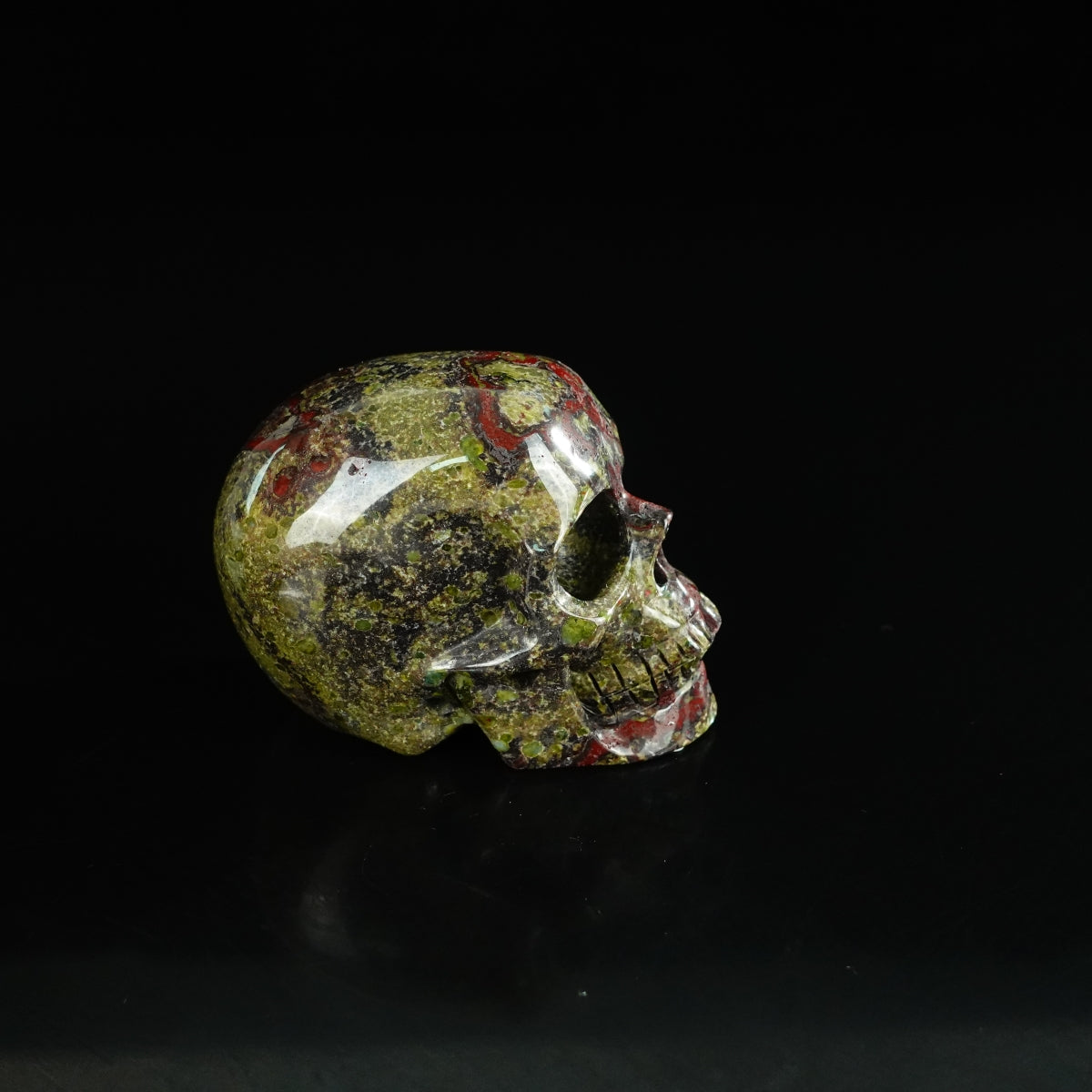 2.2" Dragon Blood Jasper Crystal Skull Carving - Unique Piece #DB13