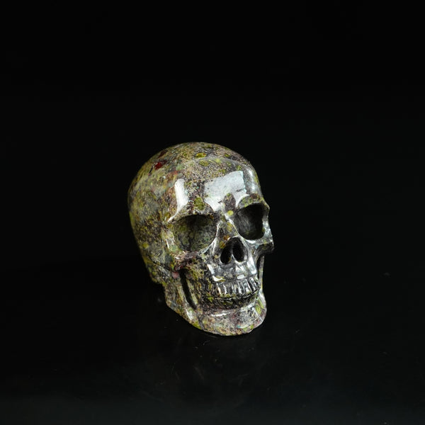 2.2" Dragon Blood Jasper Crystal Skull Carving - Unique Piece #DB14 - alternate view