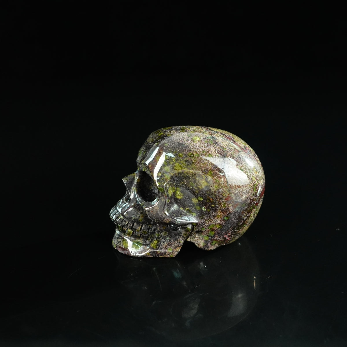 2.2" Dragon Blood Jasper Crystal Skull Carving - Unique Piece #DB14