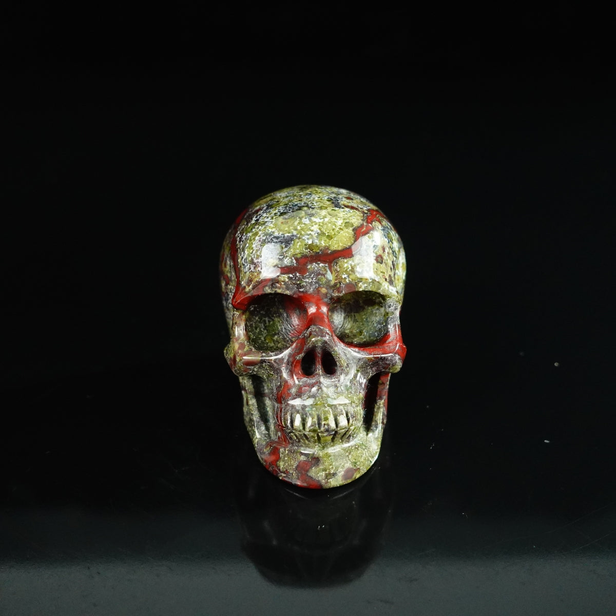 2.2" Dragon Blood Jasper Crystal Skull Carving - Unique Piece #DB15