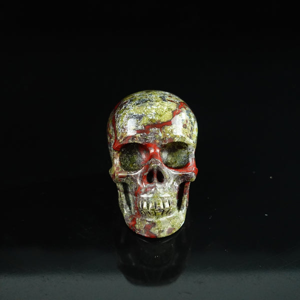 2.2" Dragon Blood Jasper Crystal Skull Carving - Unique Piece #DB15