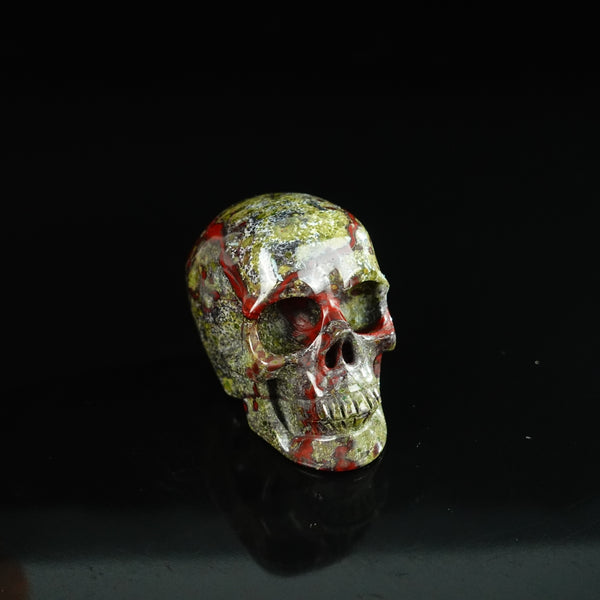 2.2" Dragon Blood Jasper Crystal Skull Carving - Unique Piece #DB15 - alternate view