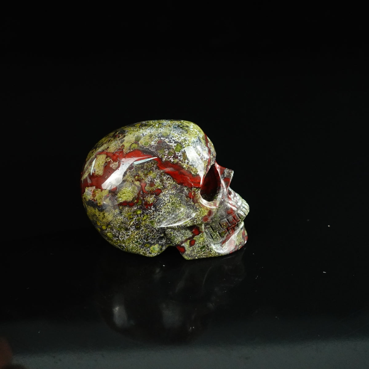 2.2" Dragon Blood Jasper Crystal Skull Carving - Unique Piece #DB15