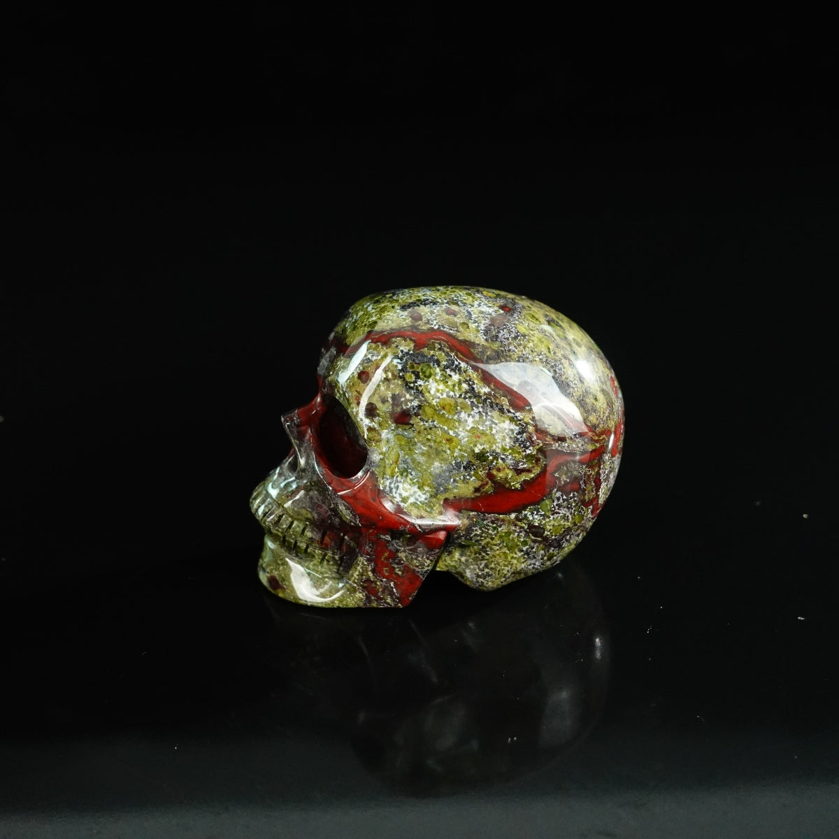 2.2" Dragon Blood Jasper Crystal Skull Carving - Unique Piece #DB15