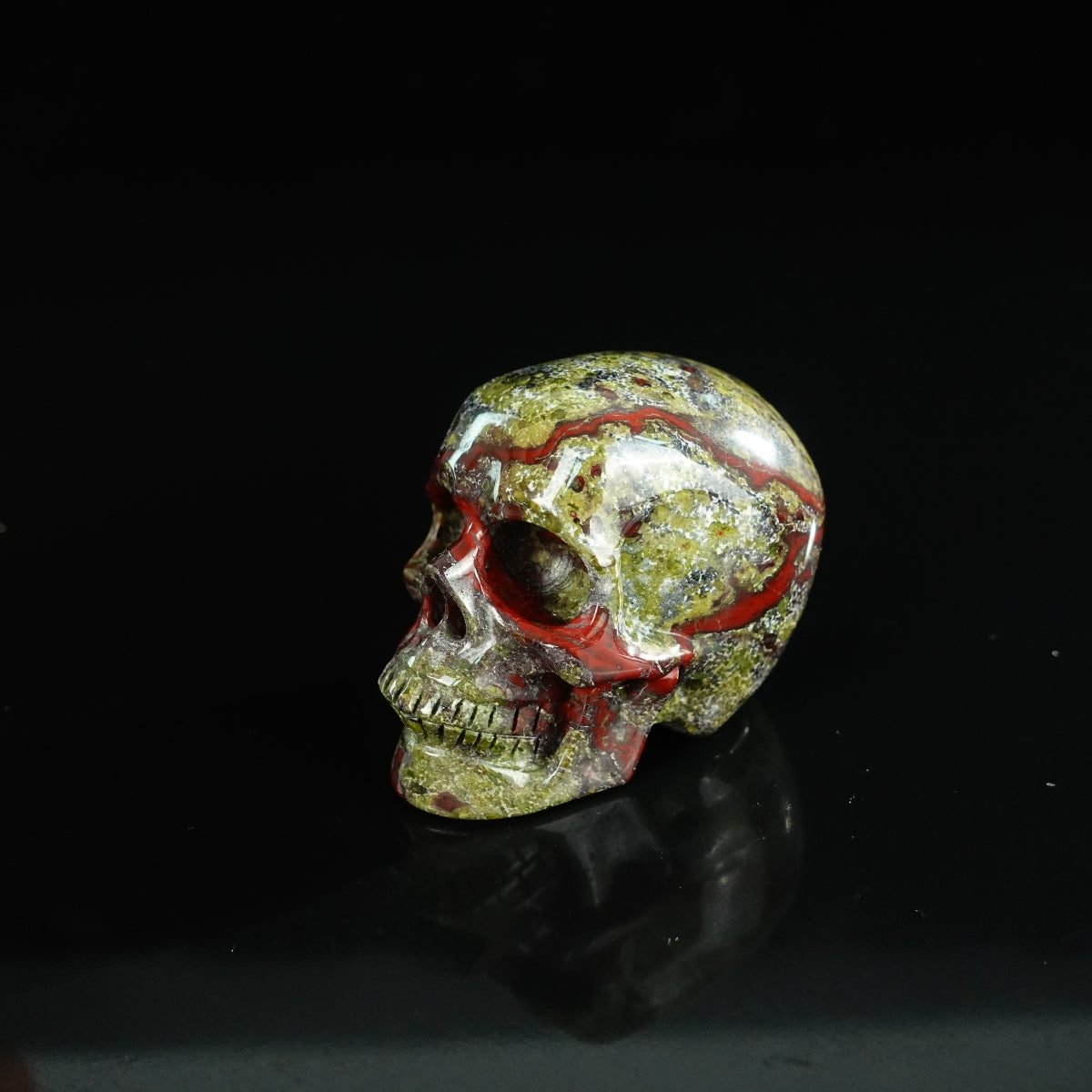 2.2" Dragon Blood Jasper Crystal Skull Carving - Unique Piece #DB15