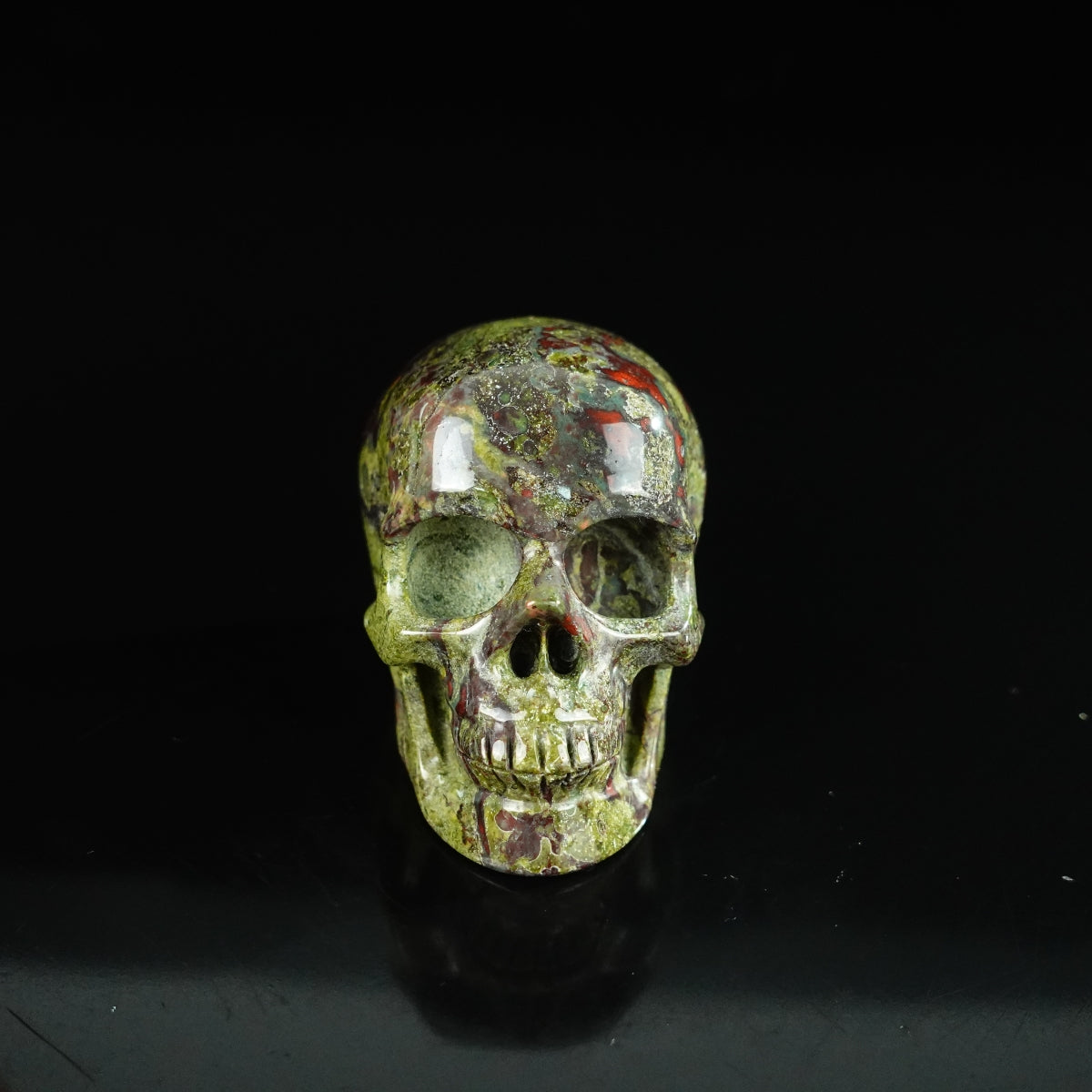 2.2" Dragon Blood Jasper Crystal Skull Carving - Unique Piece #DB16