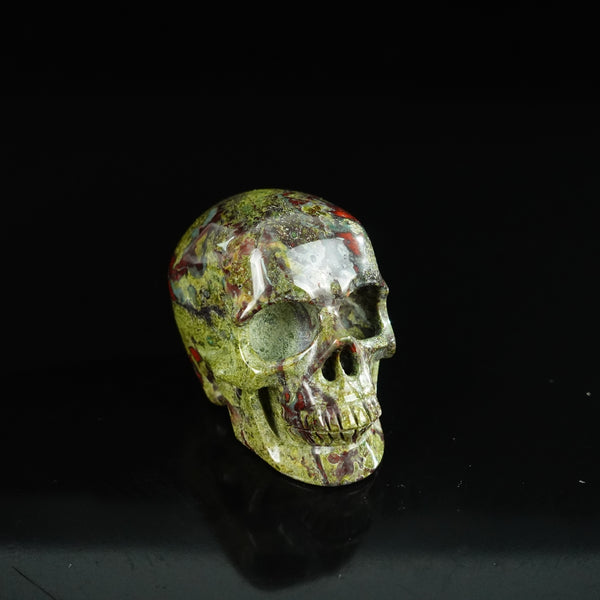 2.2" Dragon Blood Jasper Crystal Skull Carving - Unique Piece #DB16 - alternate view