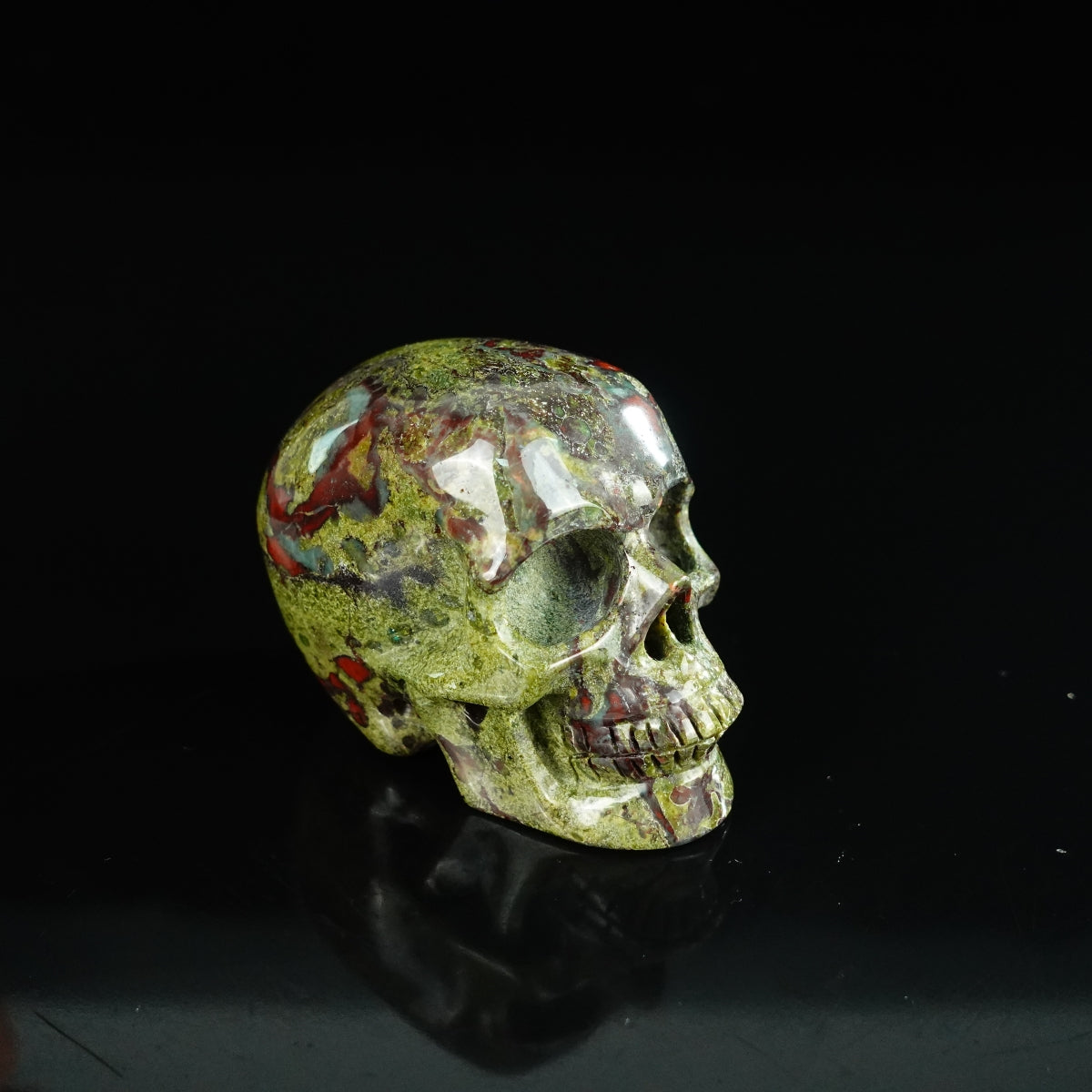 2.2" Dragon Blood Jasper Crystal Skull Carving - Unique Piece #DB16