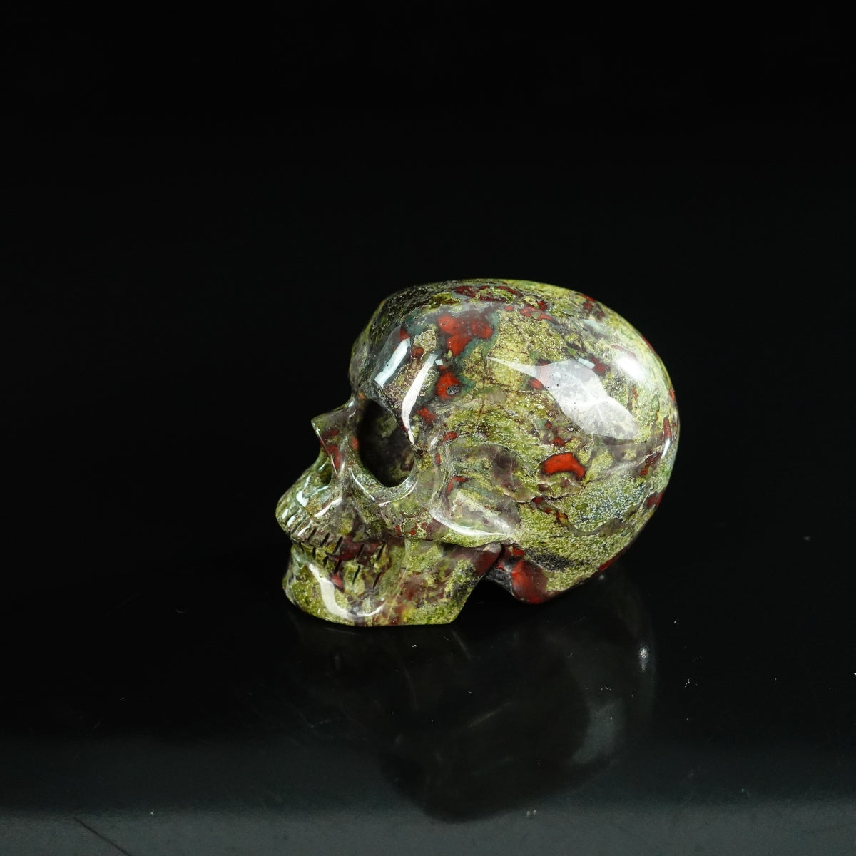 2.2" Dragon Blood Jasper Crystal Skull Carving - Unique Piece #DB16
