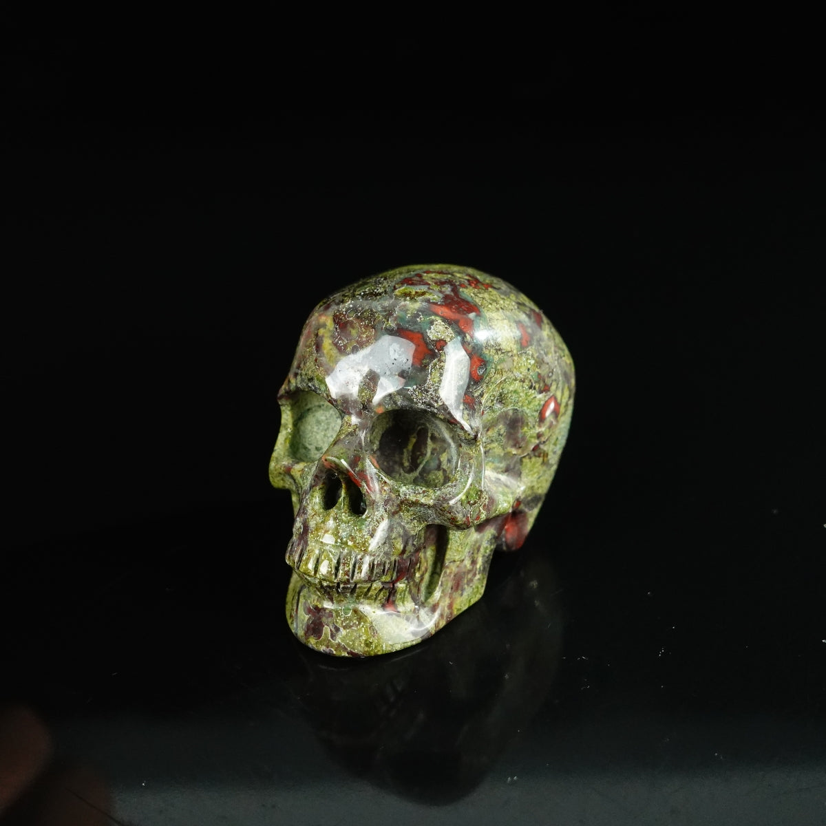 2.2" Dragon Blood Jasper Crystal Skull Carving - Unique Piece #DB16