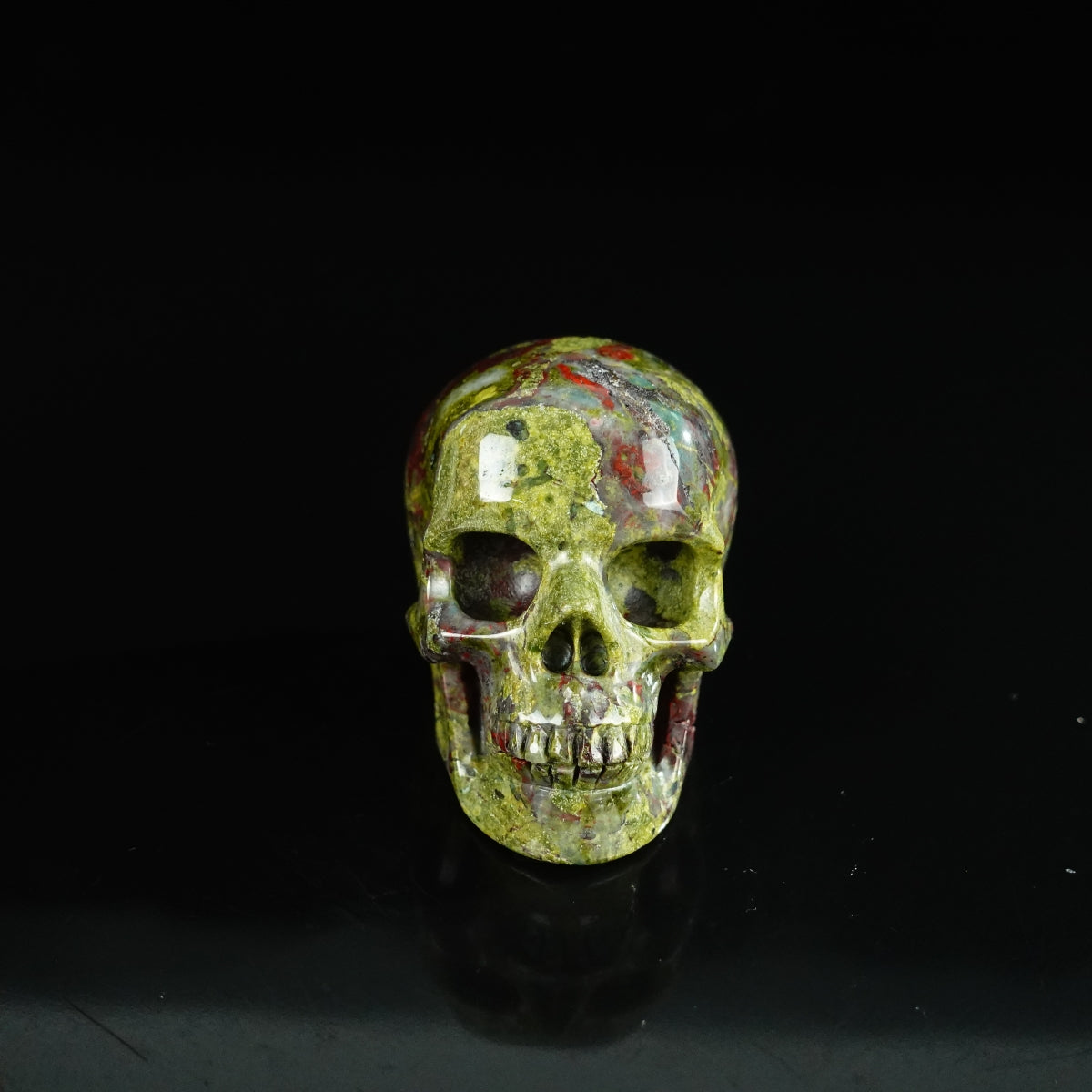 2.2" Dragon Blood Jasper Crystal Skull Carving - Unique Piece #DB17