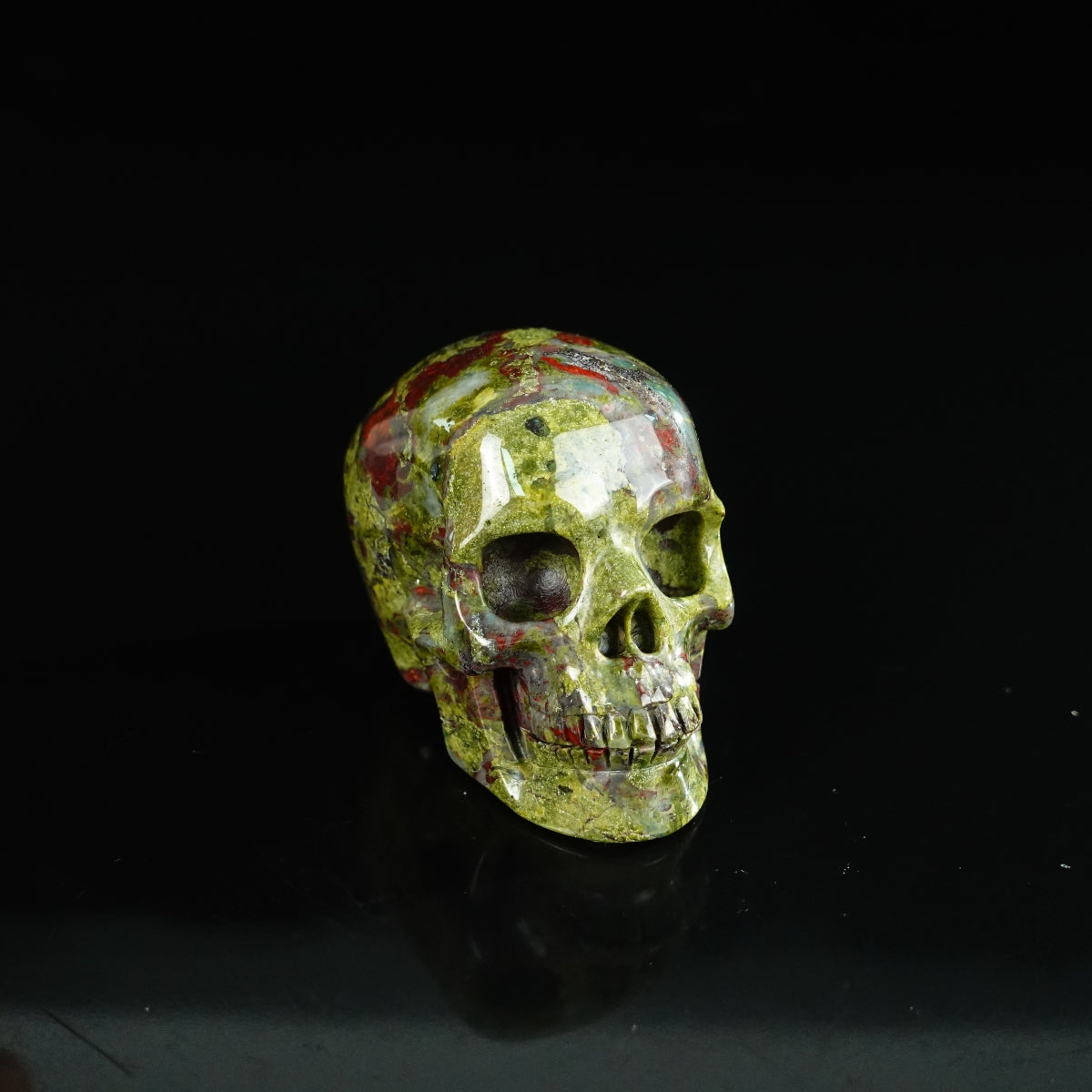 2.2" Dragon Blood Jasper Crystal Skull Carving - Unique Piece #DB17