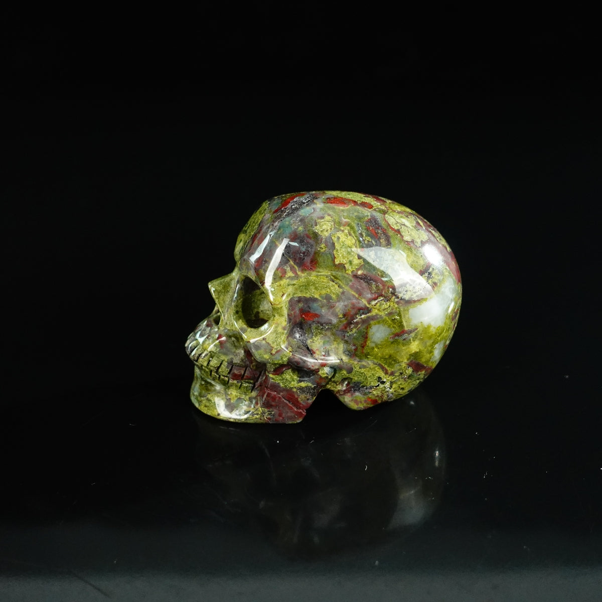 2.2" Dragon Blood Jasper Crystal Skull Carving - Unique Piece #DB17