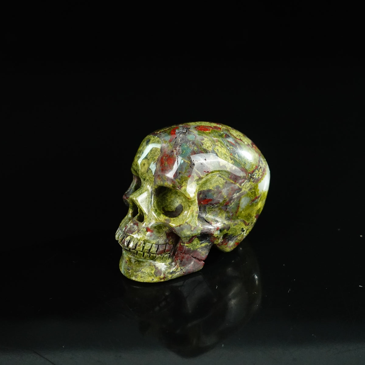 2.2" Dragon Blood Jasper Crystal Skull Carving - Unique Piece #DB17